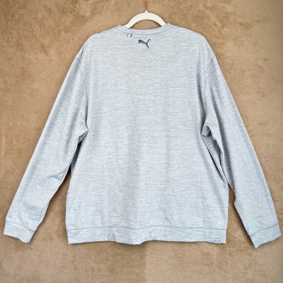 PUMA Cloudspun Sweater Men XL Heather Grey Love Golf Crewneck Stretch Sweatshirt - Picture 6 of 16